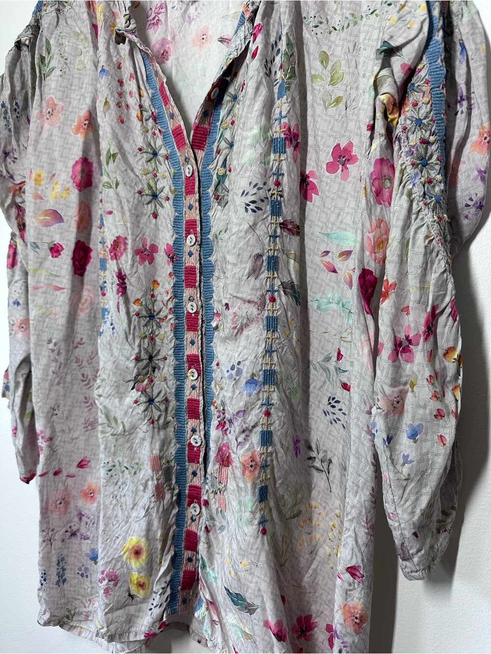 Johnny Was BIYA Embroidered Floral Tunic Blouse Top Small - Picture 2 of 11